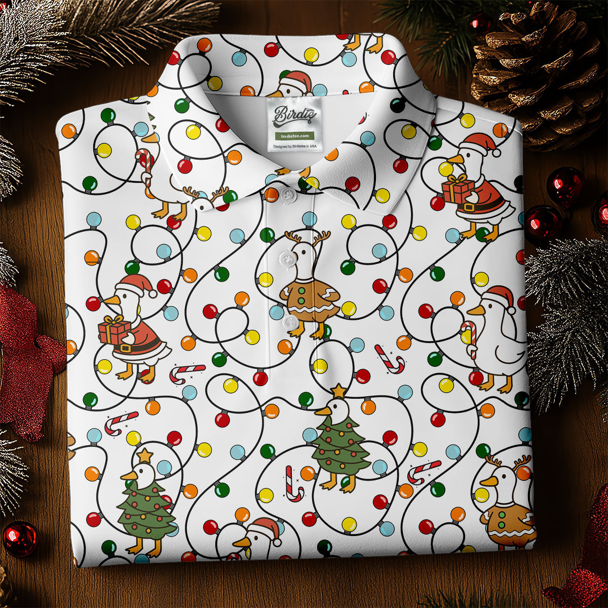 Funny Duck Merry Xmas White Golf Shirts, Gifts For Golf Lovers, Polo ShirtFor Men, Golfing Apparel