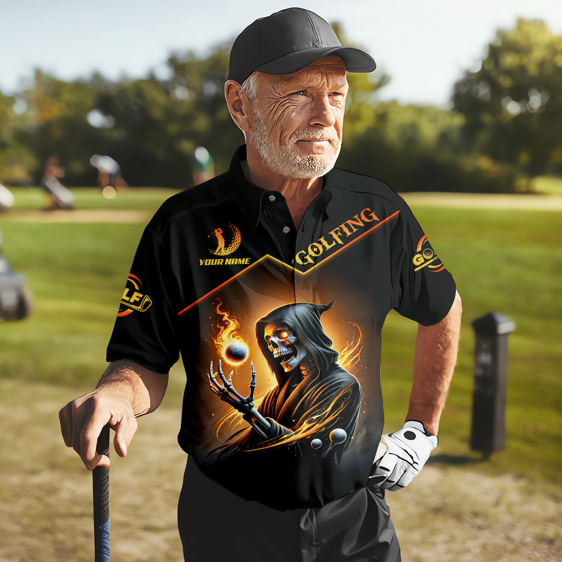 It Takes A Lot Of Golf Balls To Golf Like I Do Golden Fire Custom Men's Golf Polo ShirtDad Golf Gifts