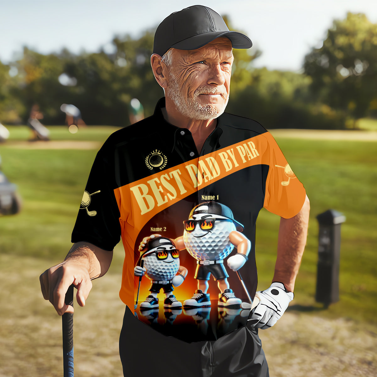 Best Dad By Par Custom Men's Golf Polo Shirtny Golf Shirt, Dad Golf Gift