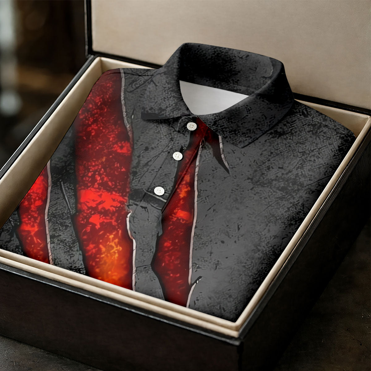 Red Claw Marks Hawaiian Golf Shirt, Scratch Print Men's Golf Shirt, Polo Shirts For Men