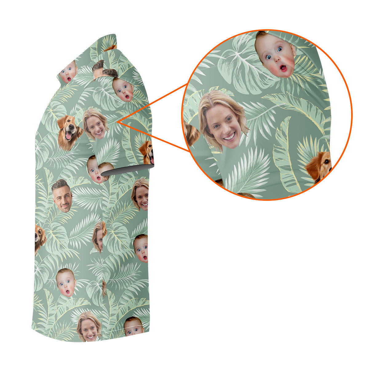Tropical Leaf Pattern Mens Hawaiian Golf Shirts, Custom Team Shirt, Green Polo ShirtBest Gifts For Men Golfers