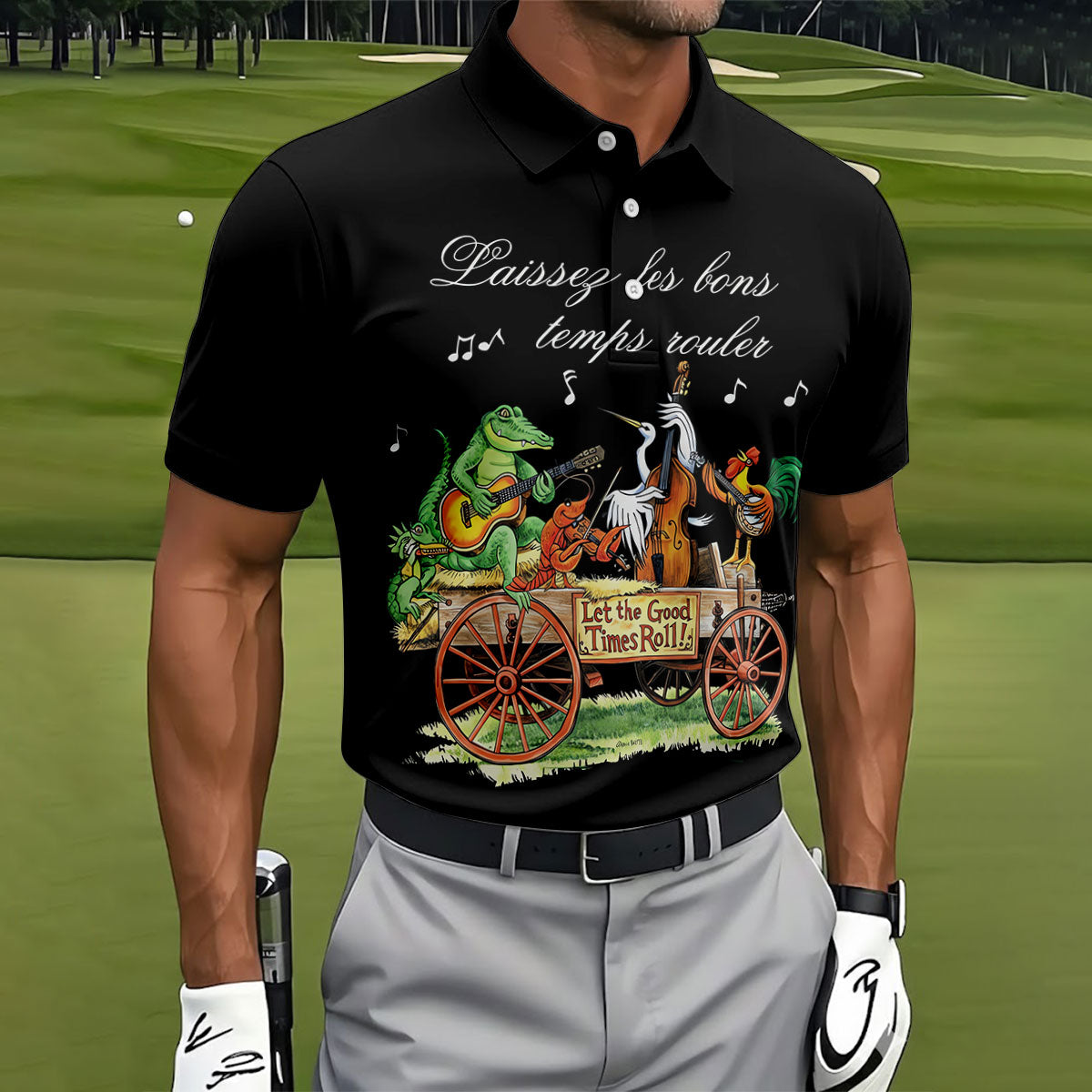 Let The Good Times Roll Animals Band Mardi Gras Celebrations Polo ShirtFor Men, Golf Shirts For Men