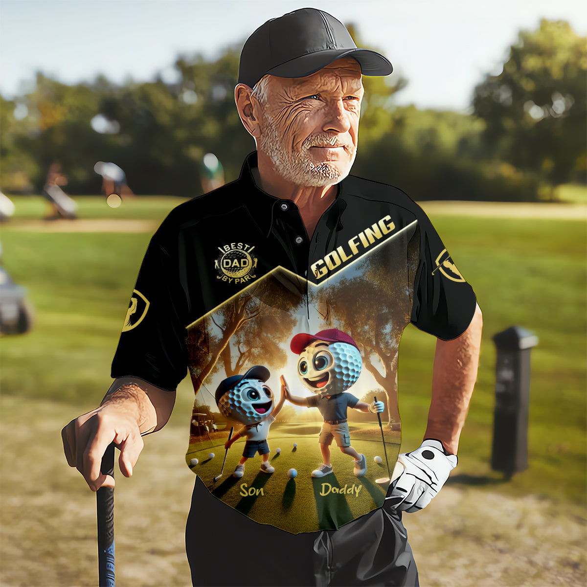Best Dad By Par Custom Men's Golf Polo Shirtad Golf Gift, Christmas Golf Gift
