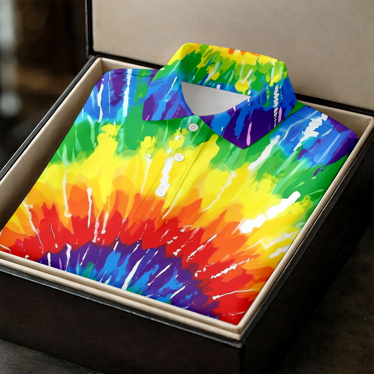 LGBT Rainbow Tie-Dye Golf Tops For Men, Pride Month Celebrate Golf Shirts For Men