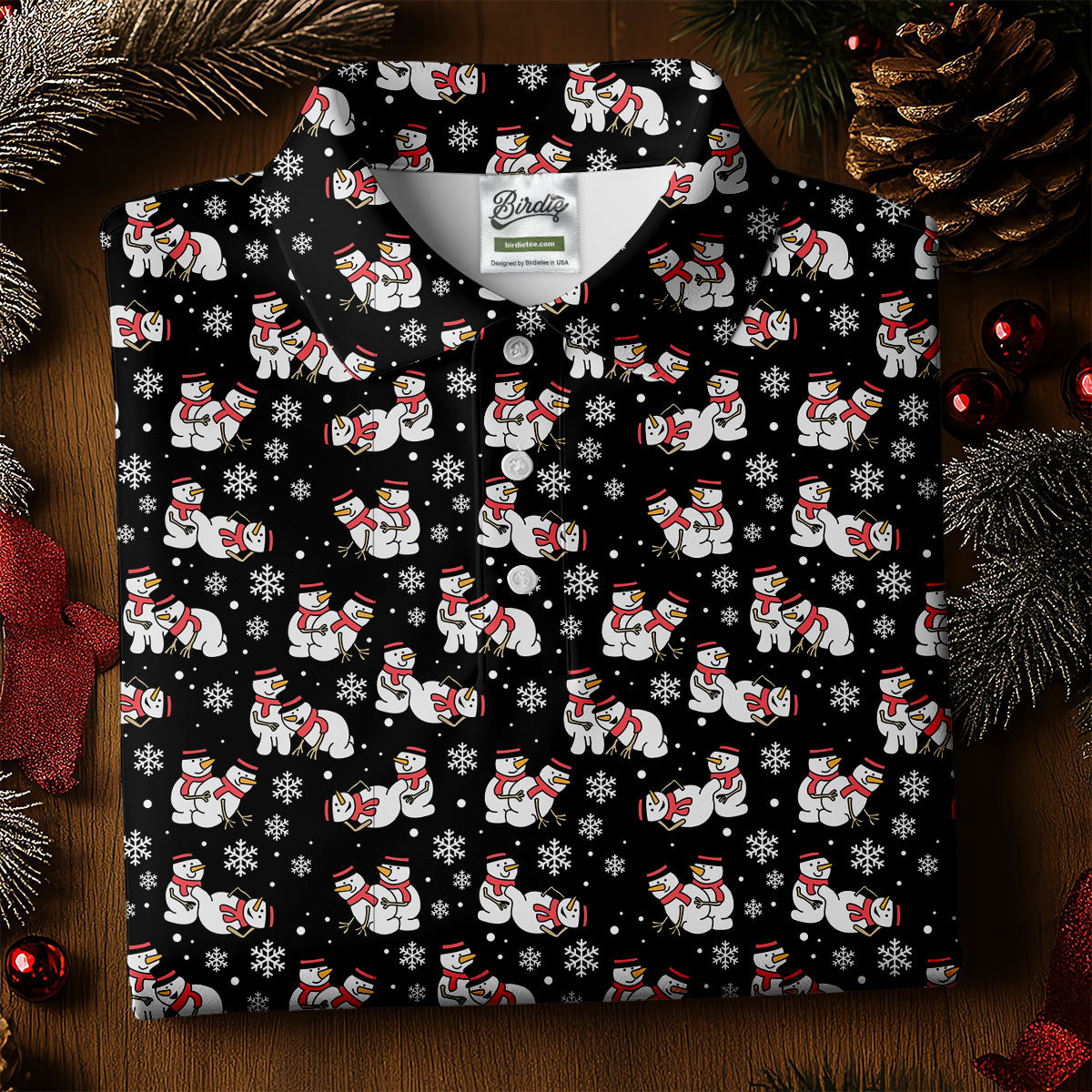 Naughty Snowman Black Golf Shirt, Christmas Golf Shirt, Fun Golf Shirts For Men, Polo ShirtFor Men