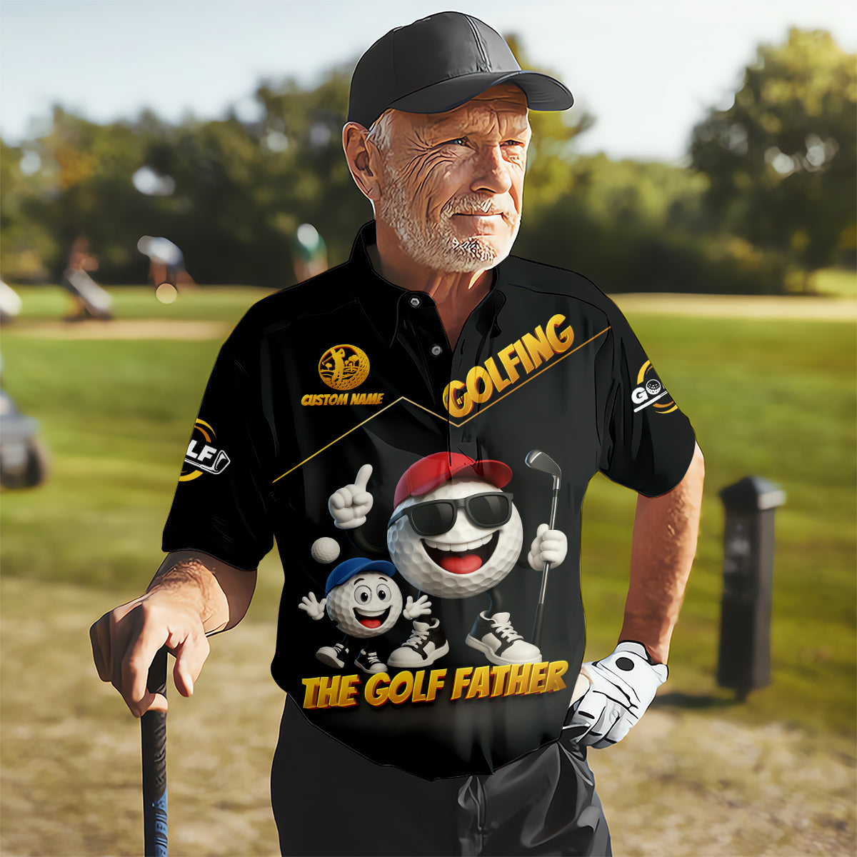 The Golf Father Custom Men's Golf Polo ShirtDad Golf Gift, Christmas Golf Gift