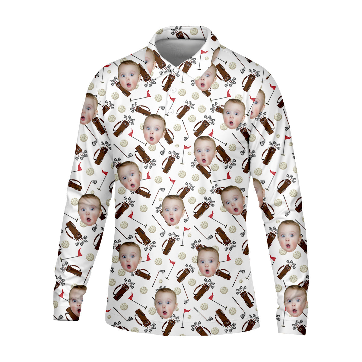 Custom Shirts With Faces, Funny Golf Polo ShirtGolf Gifts For Dad, Christmas Golf Gift
