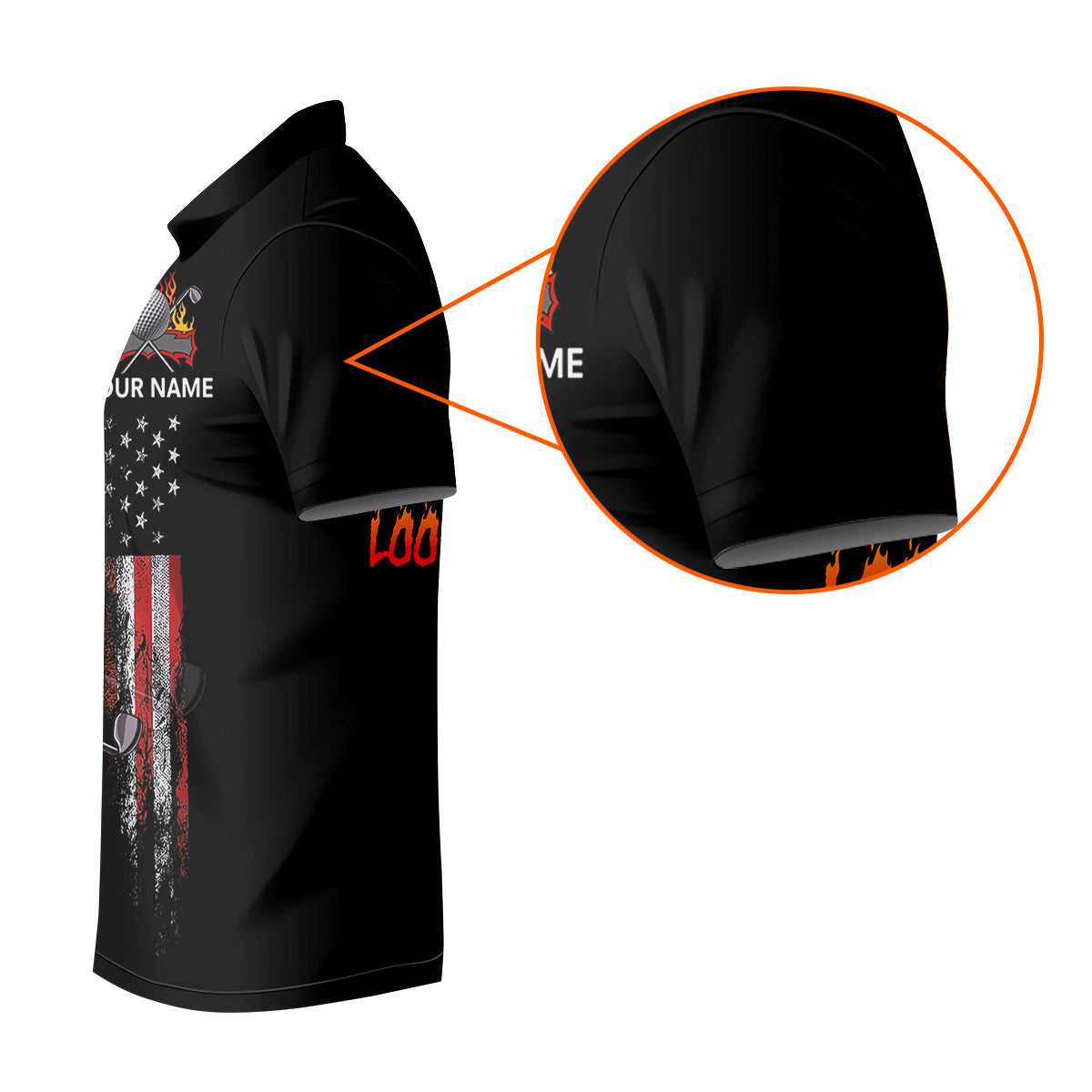 Custom Flaming Skeleton Men's Golf Polo Shirtens Golf Gift, Funny Golf Shirt