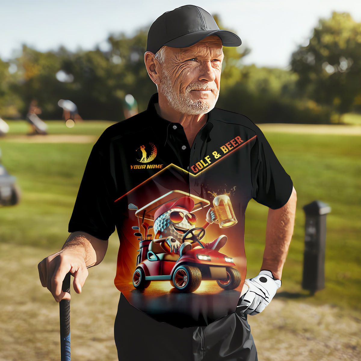 A Good Day Starts With Golf Carts And Beer Funny Golf Polo ShirtChristmas Golf Gift