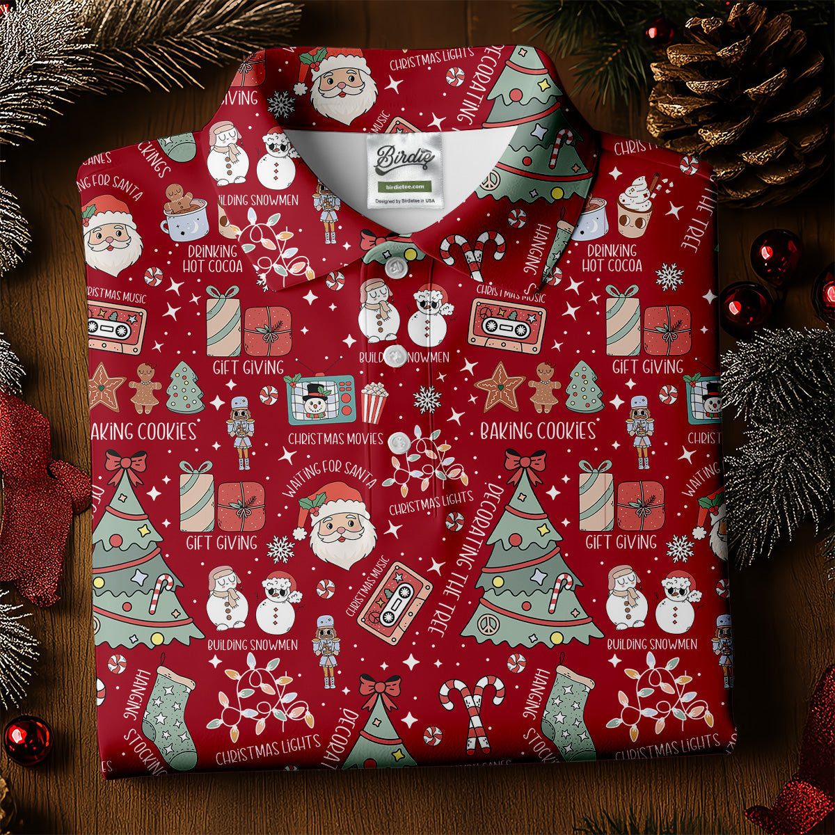 Tis The Season Santa Claus Gift Red Men's Golf Polo Shirttmas Golf Shirt, Polo Shirt Men