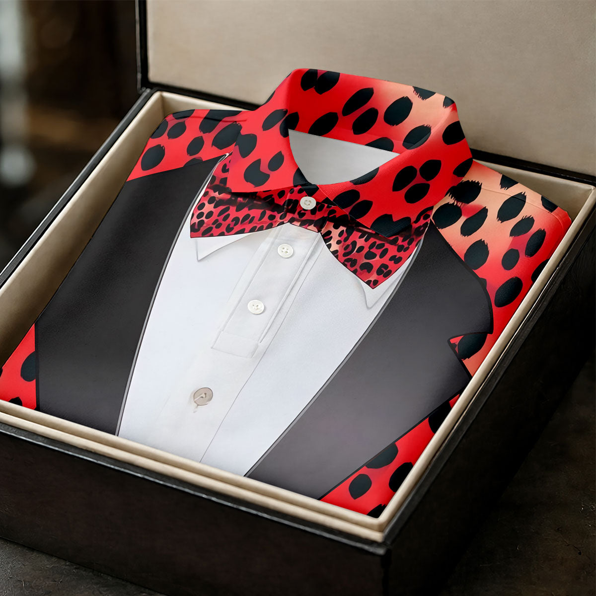 Red Leopard Funny Costume Hawaiian Golf Shirt, Ladies Golf Tops, Golf Shirt For Women