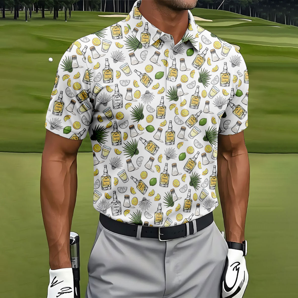 Tequila Lime Salt Cinco De Mayo Celebration Golf Tops For Men, Drinking Party Polo Shirtor Men