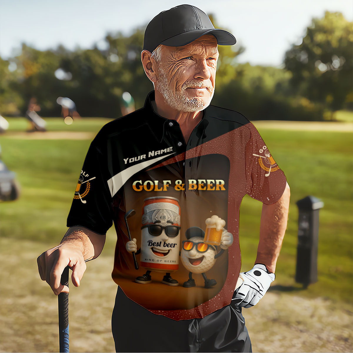 Golf And Beer Custom Men's Polo Shirt Dad Golf Gift, Golfing Apparel, Gifts For Beer Lovers
