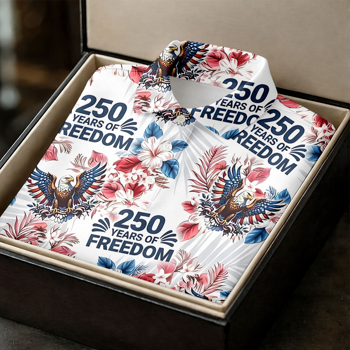 America 250 Years Of Freedom Tropical Vibe Patriotic Golf Shirt, 4th Of July Golf Shirt, Golf Shirts For Men