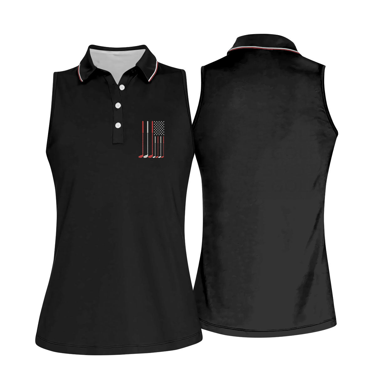 Golf Clubs America Flag Logo 250th Anniversary Black Golf Shirt, Patriotic Golf Shirt, Women's Golf Tops