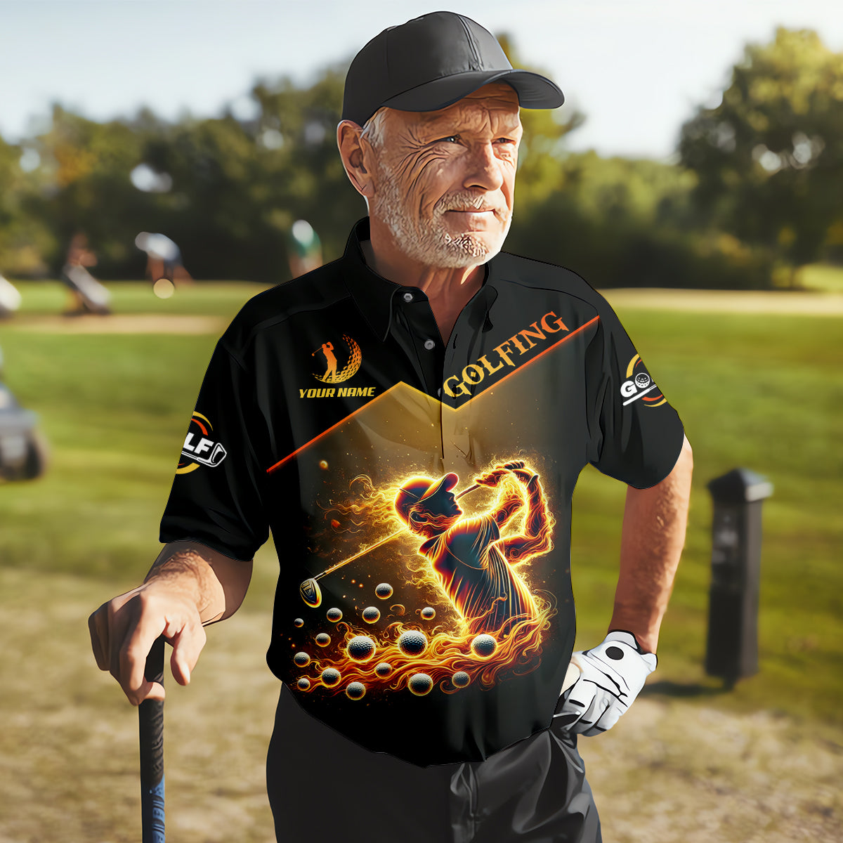 Custom Golden Fire Its Take A Lot Of Golf Ball To Golf Like I Do Men's Golf Polo ShirtDad Golf Gift