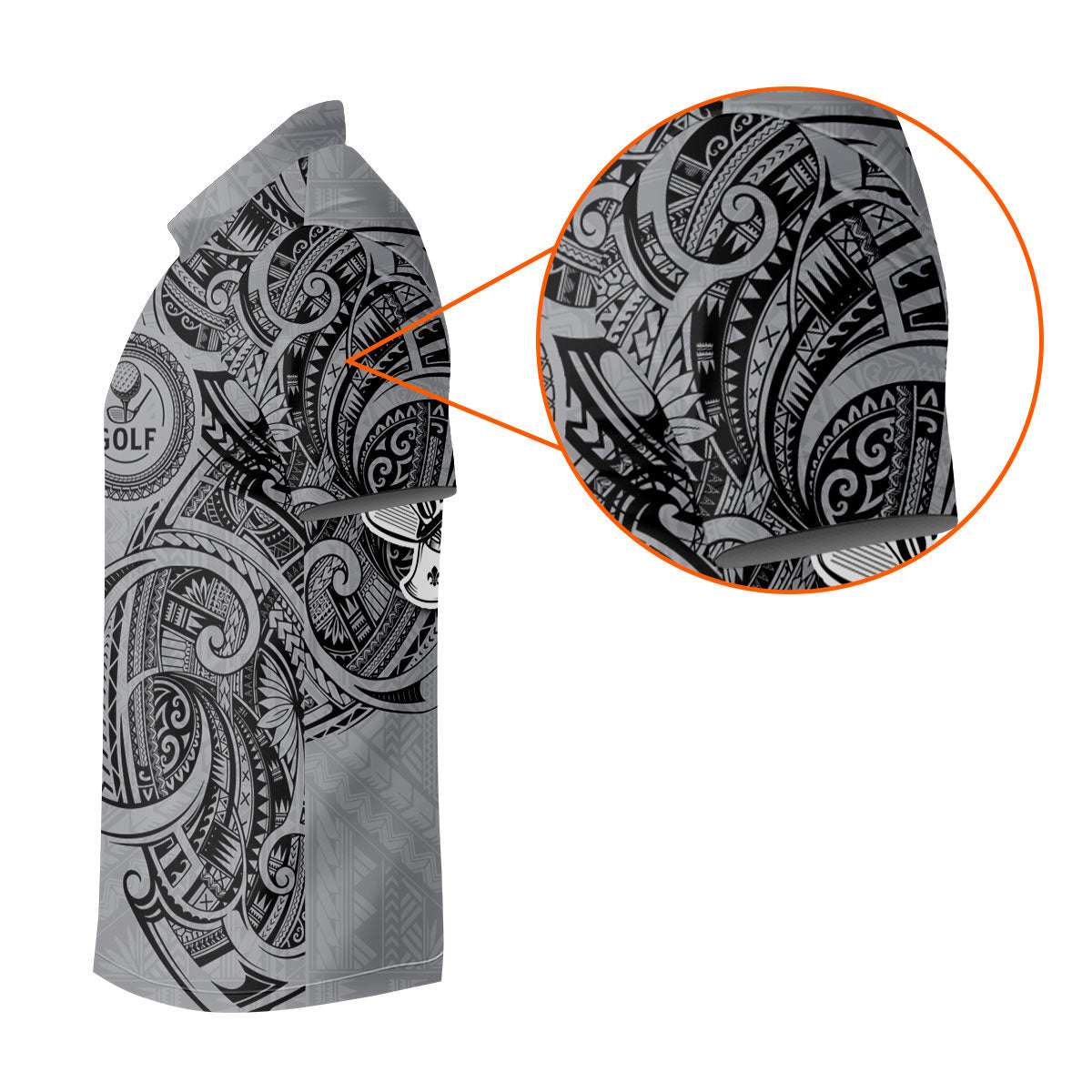 Strike Grey Tribal Tattoo Custom Men's Golf Polo ShirtFunny Golf Shirt, Dad Golf Gift