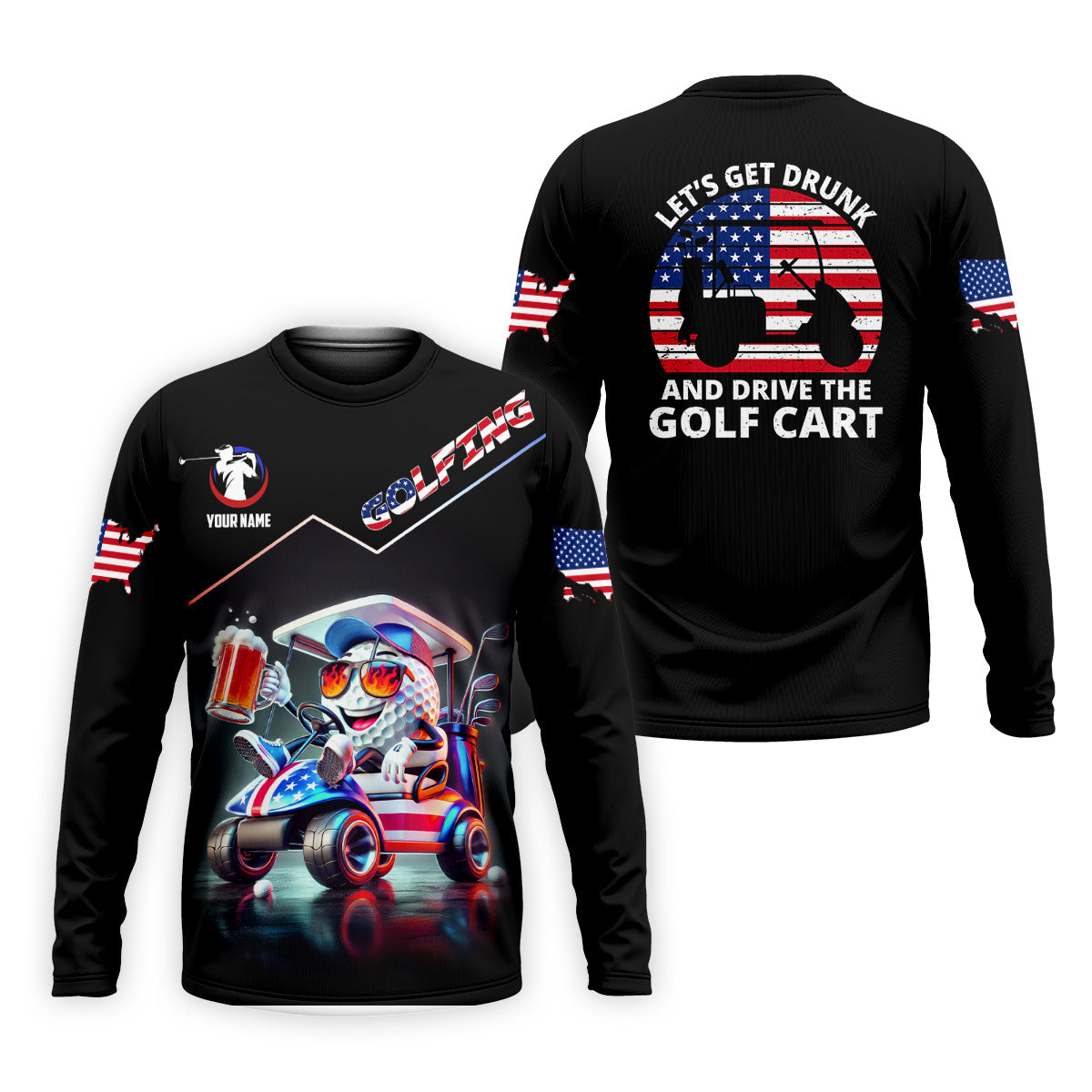 Let's Get Drunk And Drive The Golf Cart Custom Men's Golf Polo Shirtunny Golf Shirt, Dad Golf Gift