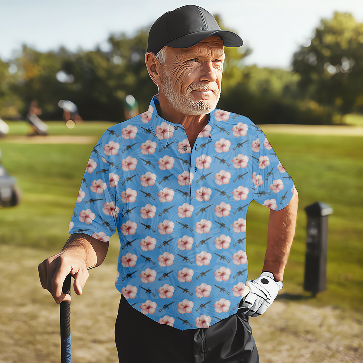Floral Golf Polo Shirtlfing Apparel, Men Golf Gift, Funny Golf Shirt