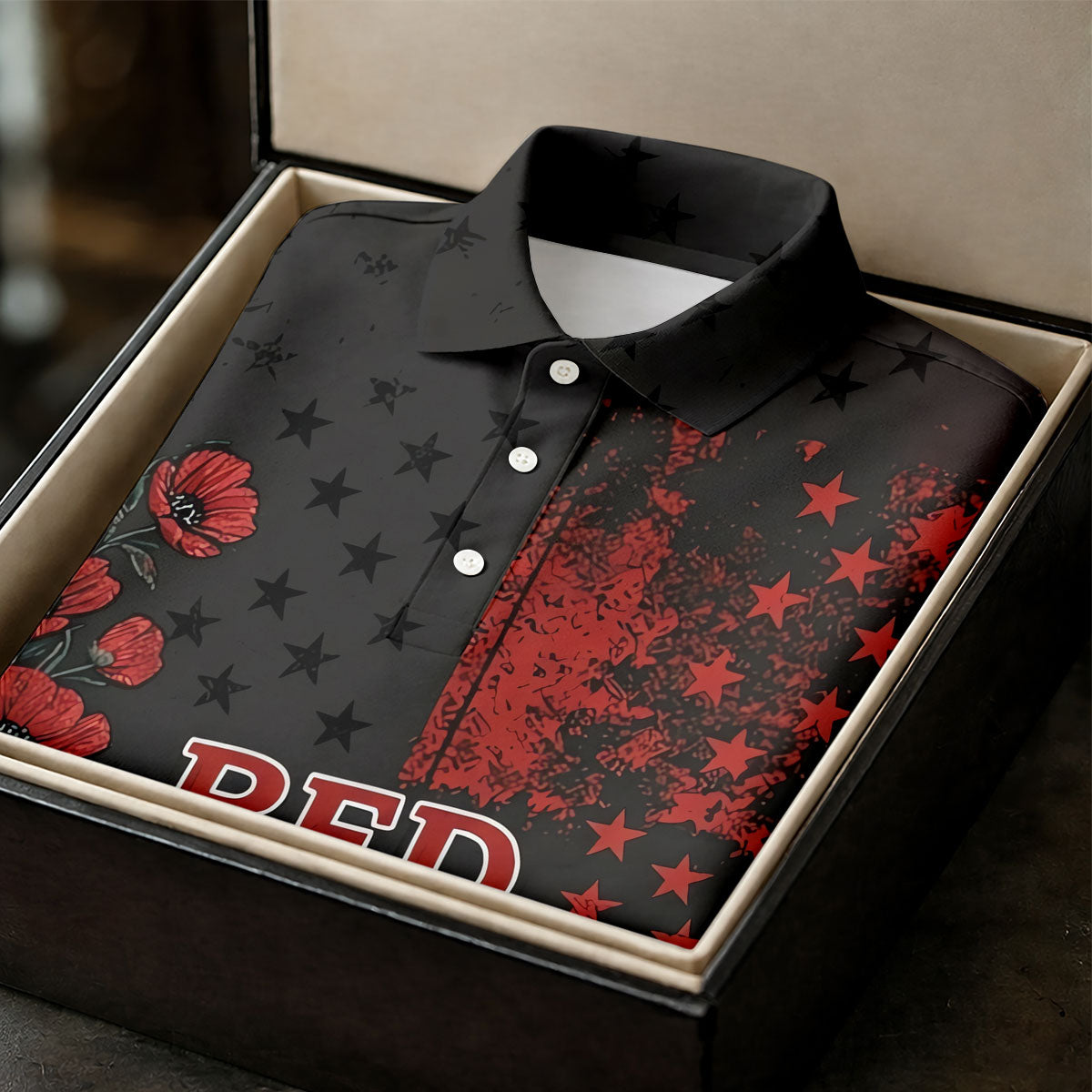 Red Friday American Flag Poppy Golf Polo Shirt, Ladies Golf Shirt, Golf Tops For Women