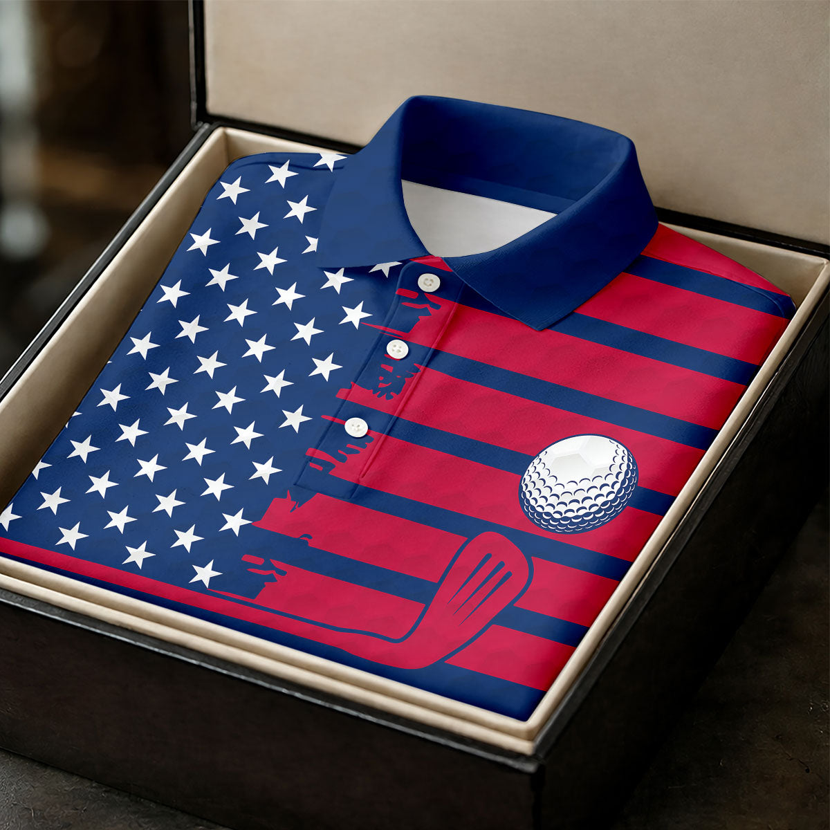 Stop Looking At My Putt US Flag Pattern Funny Golf Shirt, 250 Years 4th Of July Patriotic Golf Shirts For Men
