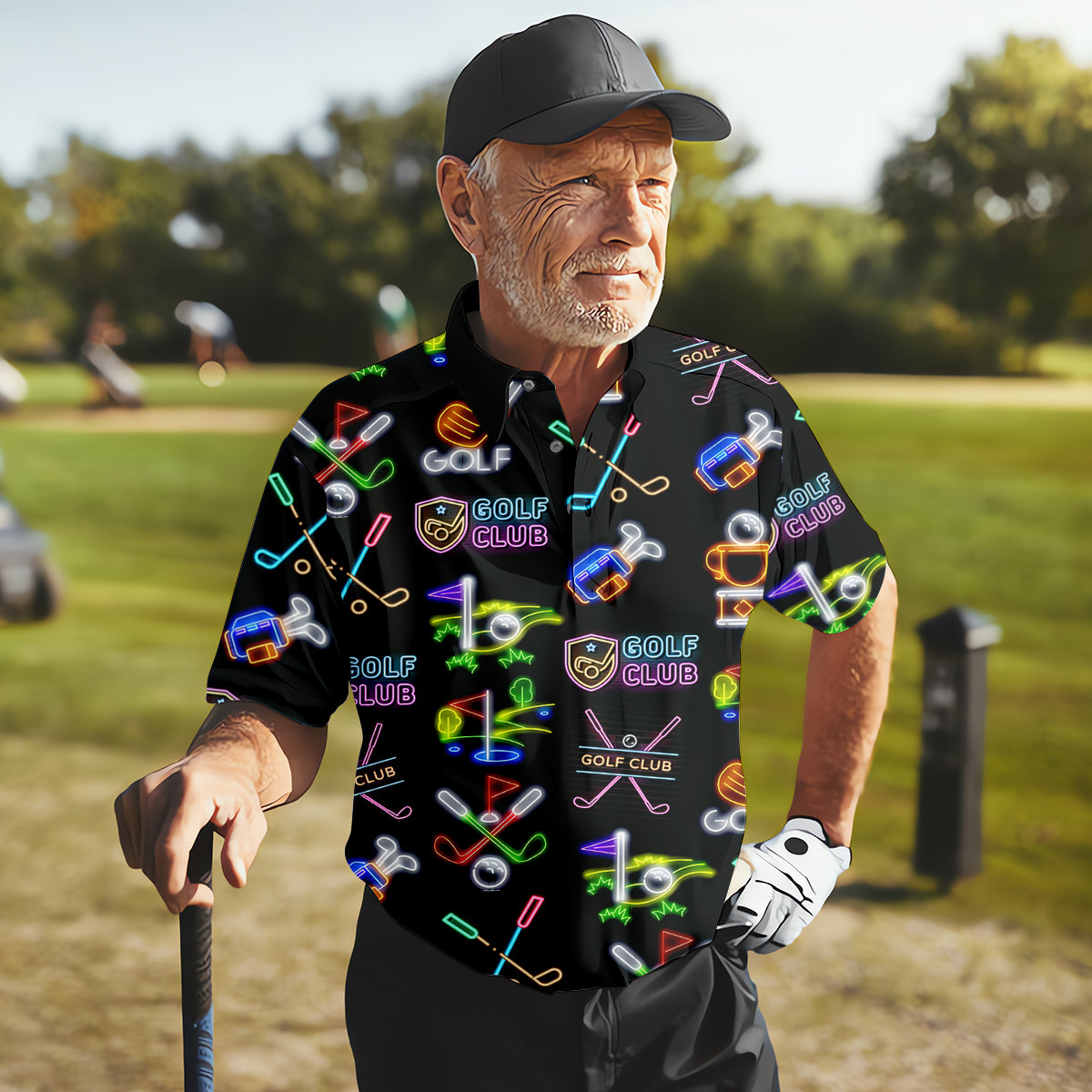 Neon Golf Clubs Men's Golf Polo ShirtFunny Golf Shirt, Dad Golf Gift, Christmas Golf Gift