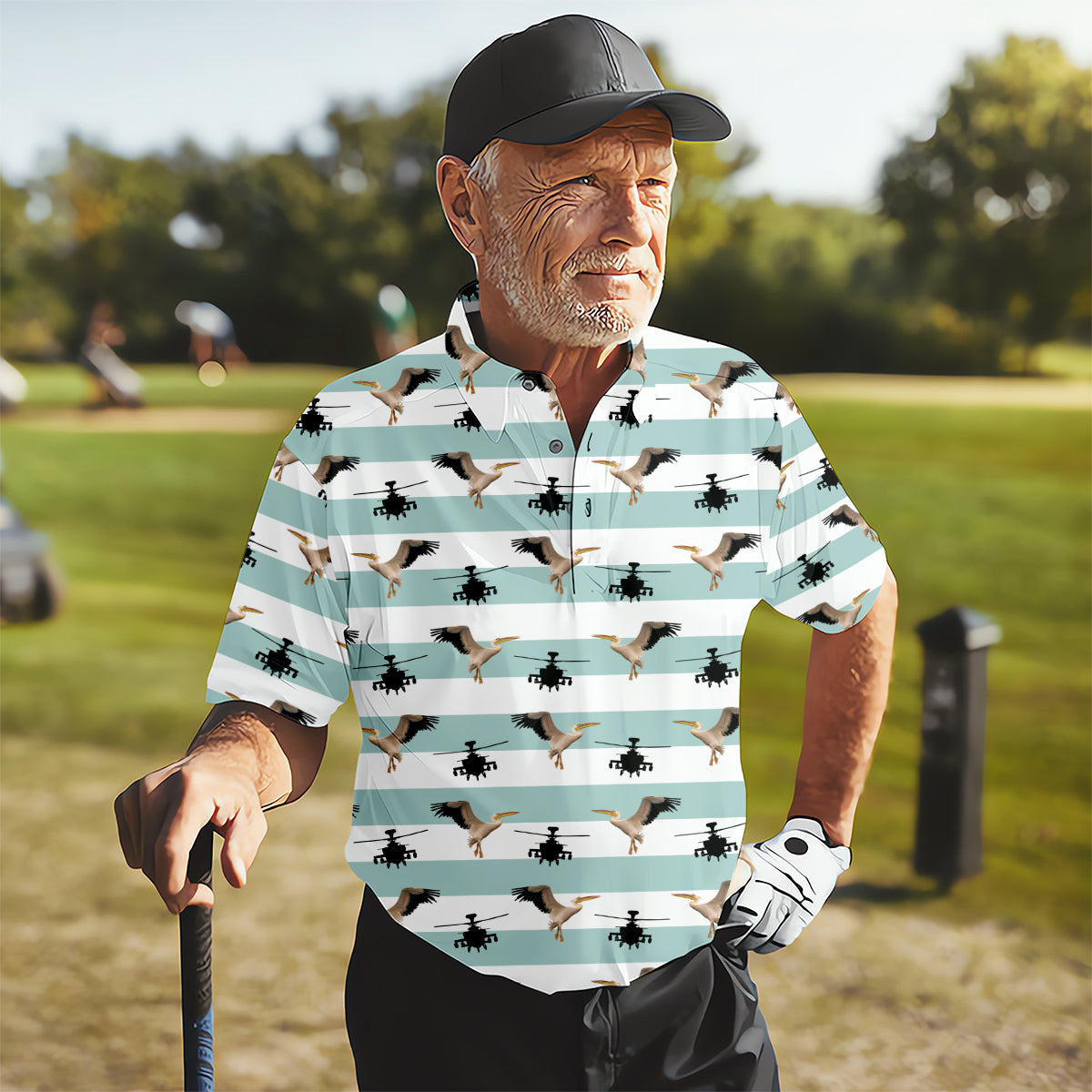 Funny Pelicans Golf Polo ShirtMens Golf Gift, Mens Tropical Shirts