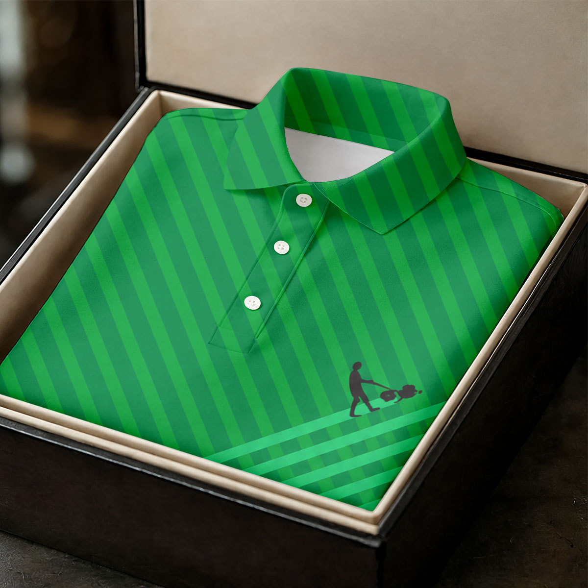 Lawn Mower Green Cross Stripe Father's Day Golf Shirt, Polo Shirt Men, Golf Gift For Dad