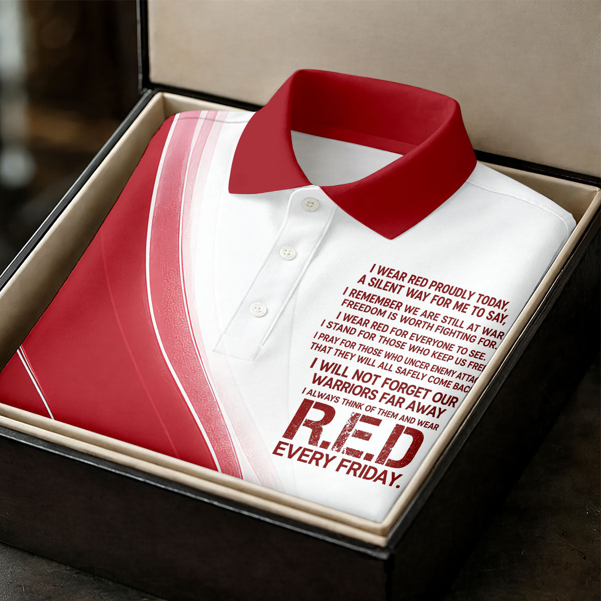 Red Friday Faith Cross Red White Gradient Patriotic Golf Shirt, 250 Years Polo Shirtor Men