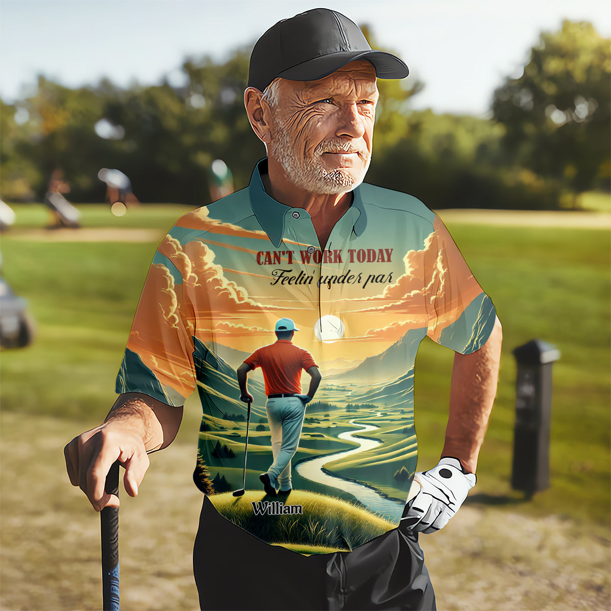 Can't Work Today Feelin' Under Par Custom Funny Golf Polo ShirtDad Golf Gifts