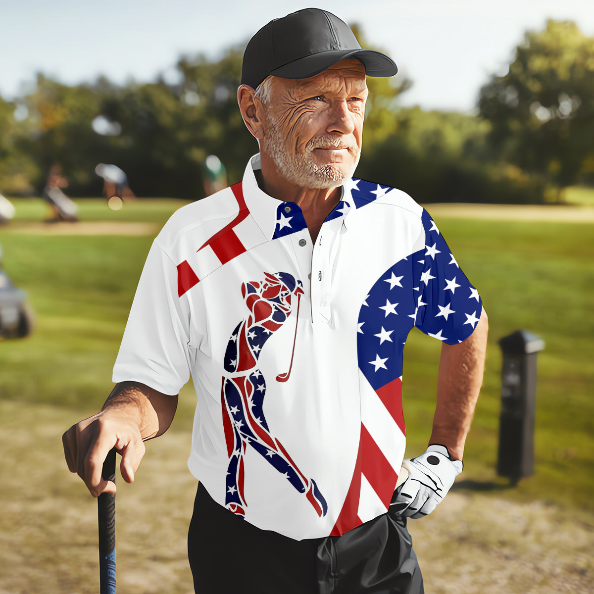 American Golfer Mens Golf Polo Shirtens Golf Gift, Mens Golf Shirt