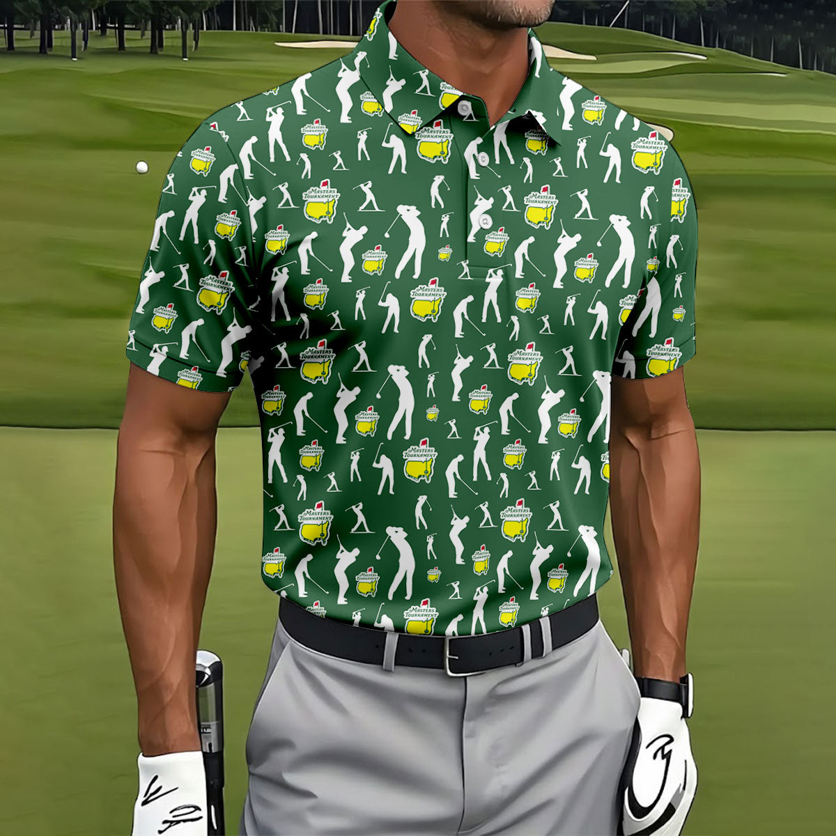 Golf Tournament Golfer Pose Performance Golf Shirt, Golf Tops For Men, Golf Shirts For Men