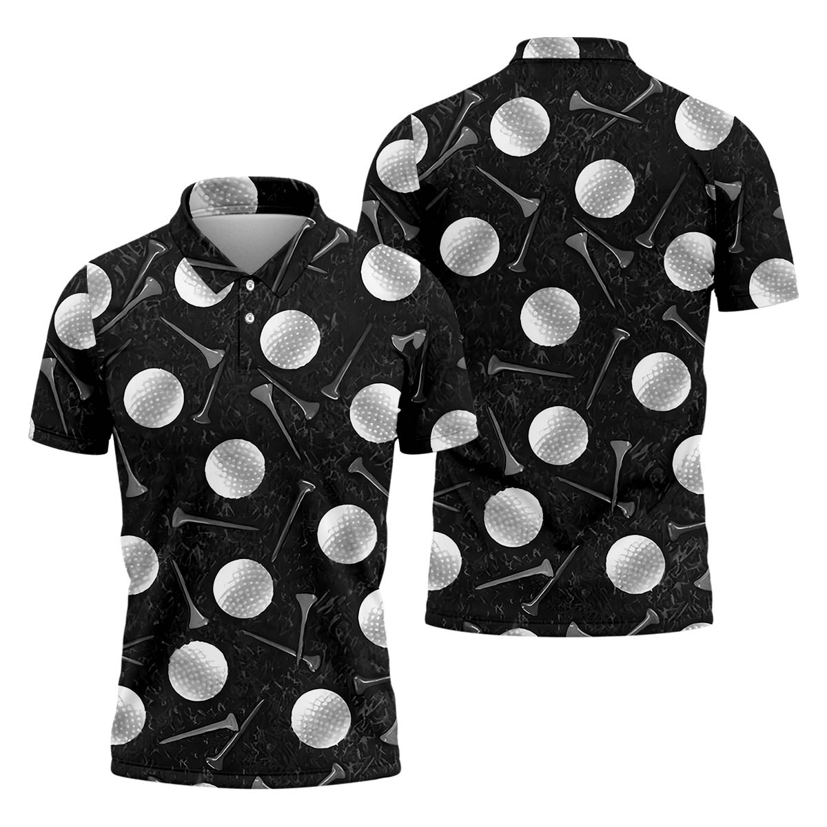 Golf Balls Black Men's Golf Polo Shirtunny Golf Shirt, Gifts For Golfer