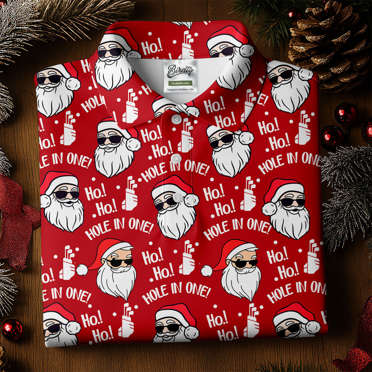 Ho Ho Hole In One Funny Santa Red Christmas Golf Tops For Men, Christmas Golf Shirt, Polo Shirtor Men