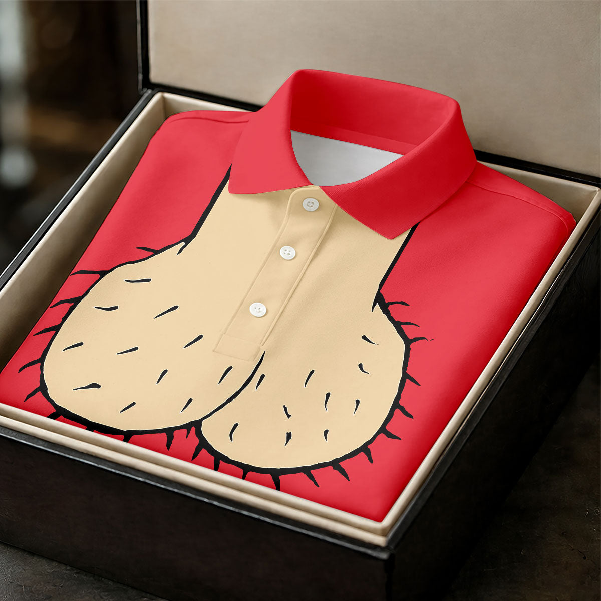 Red Funny Dickhead Faux Chest Golf Shirt, Golf Polo Shirts For Men, Mens Golf Apparel