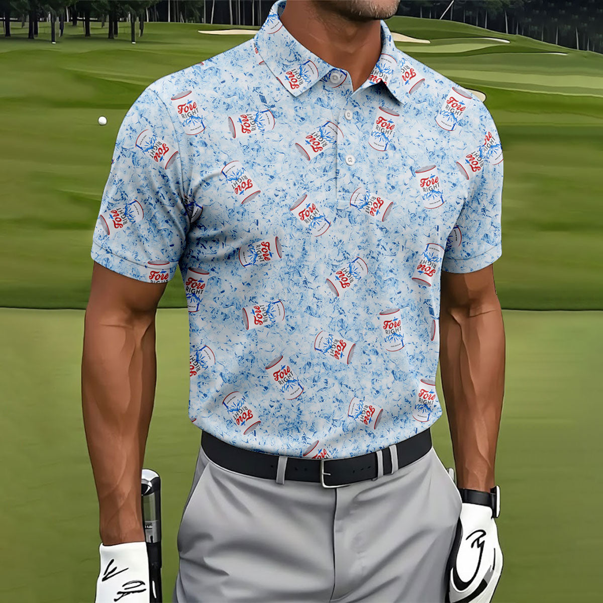 Fore Right Cold As Slice Golf Tops For Men, Men's Funny Golf Shirts, Golf And Beer Golf Shirts For Men