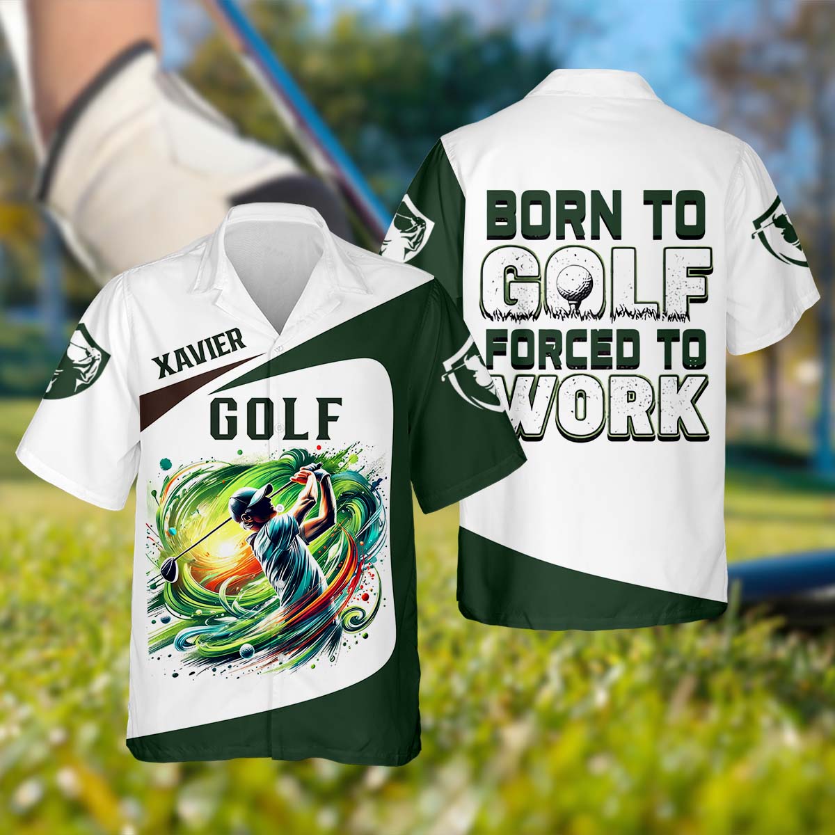 Born To Golf Forced To Work, Personalized Golf Shirt, Unique Gift For Golfer, Funny Golf Polo Shirt