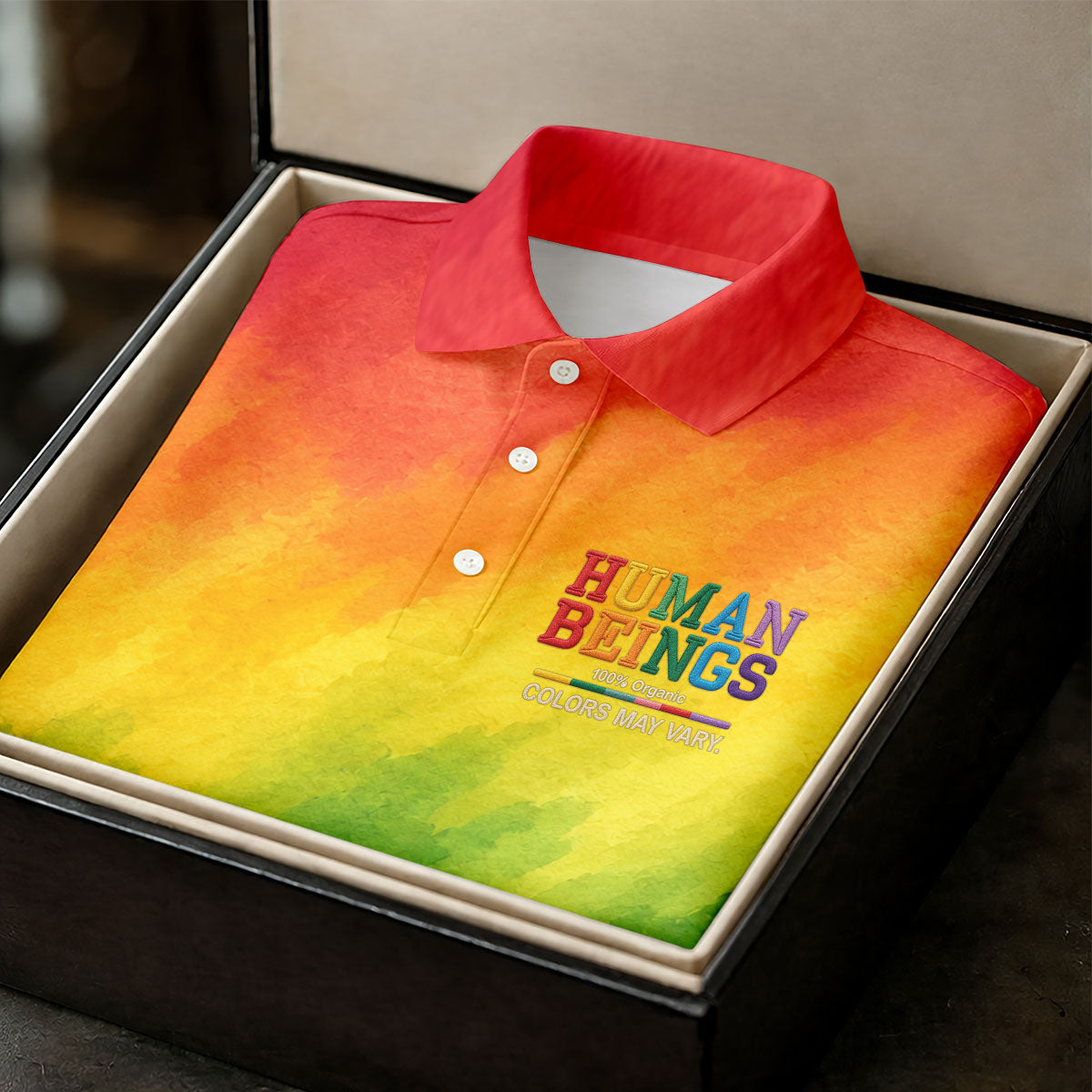 Human Beings LGBT Rainbow Women's Golf Tops, LGBT Pride Month Gradient Watercolor Ladies Golf Shirts
