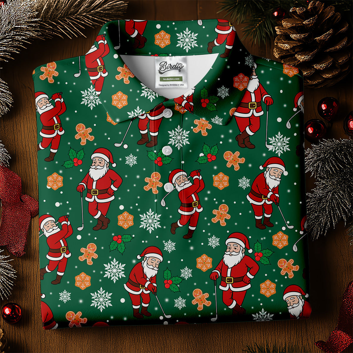 Golfing Santa Christmas Golf Shirt, Women's Golf Tops, Ladies Golf Shirts, Golf Gift For Ladies