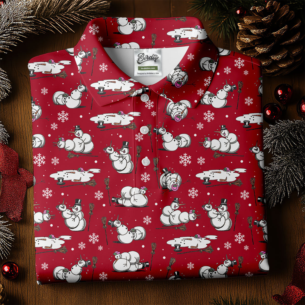 Funny Snowman Naughty Couple Red Golf Shirt, Christmas Golf Shirt, Golf Gift For Ladies, Women Golf Top