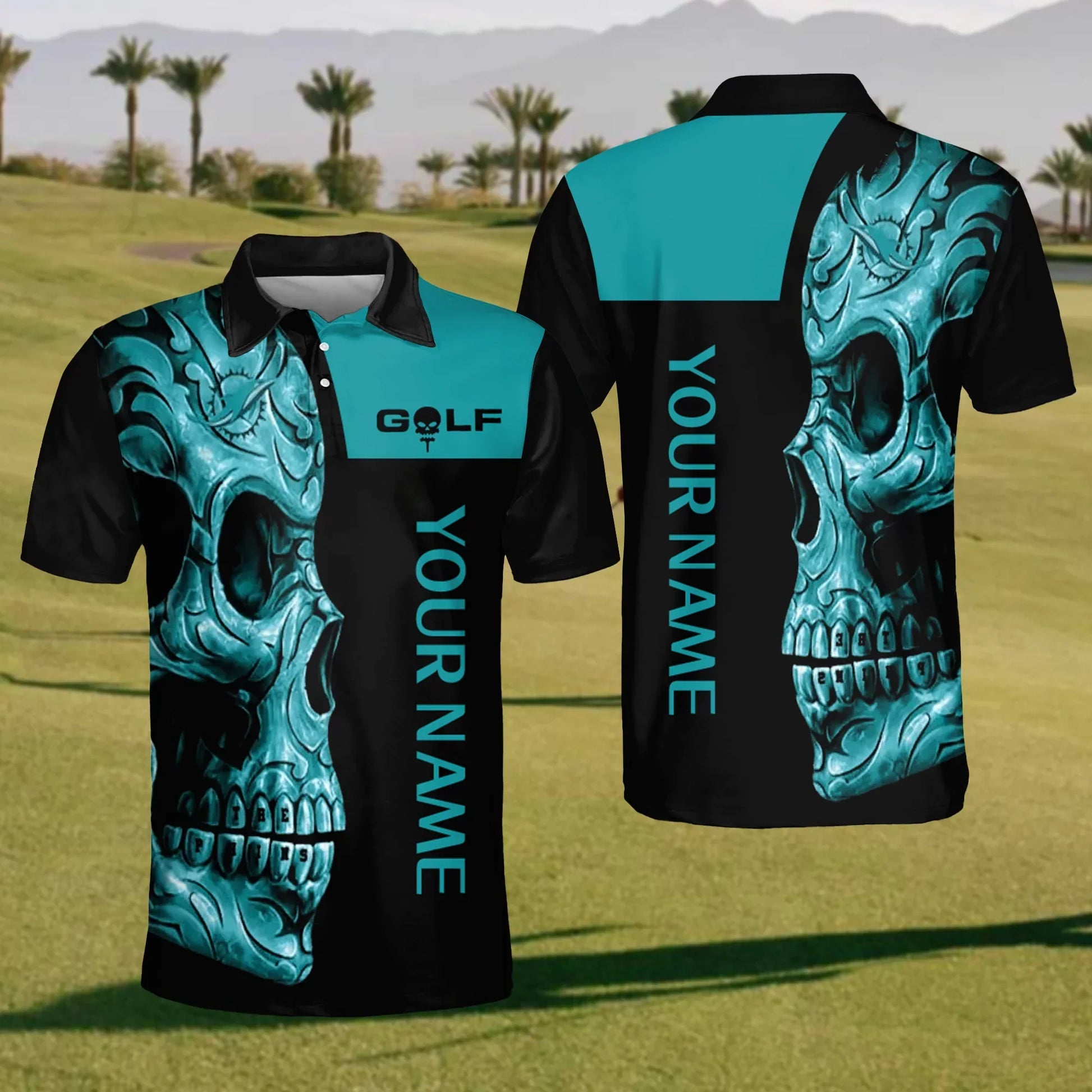 Shadow Skull Golf Polo ShirtMens Golf Shirt, Gift For Golfers