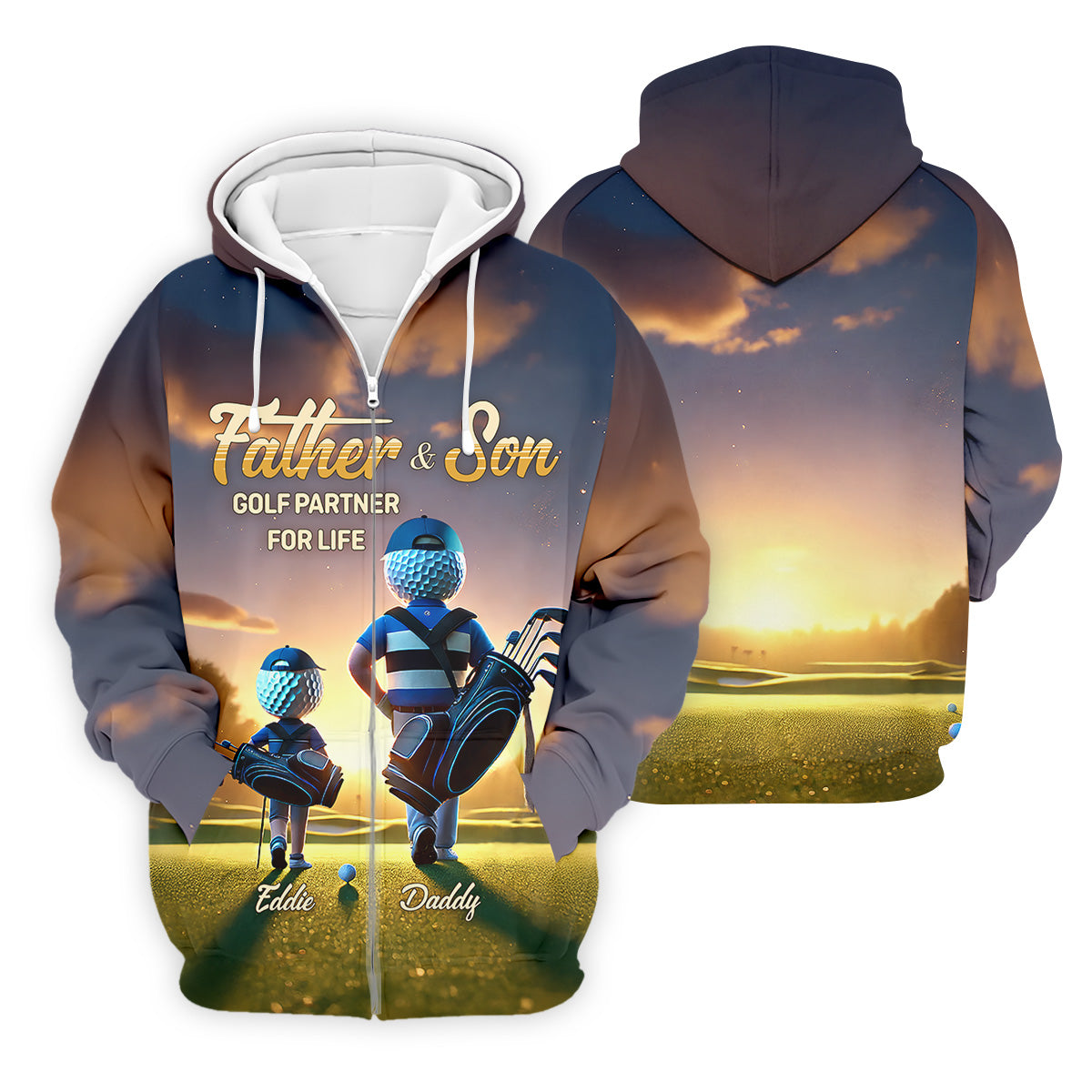 Father And Son Golf Partner For Life Custom Men's Golf Polo ShirtDad Golf Gift, Christmas Golf Gift