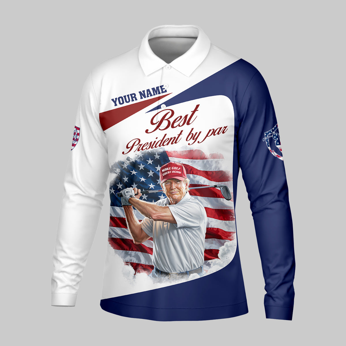 Best President By Par Custom Funny Golf Polo Shirtrump Shirt, Christmas Golf Gift