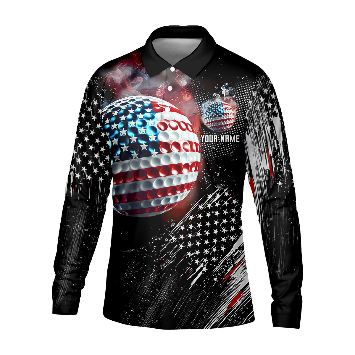 American Flag Ball Custom Golf Polo ShirtFunny Golf Shirt, Dad Golf Gift
