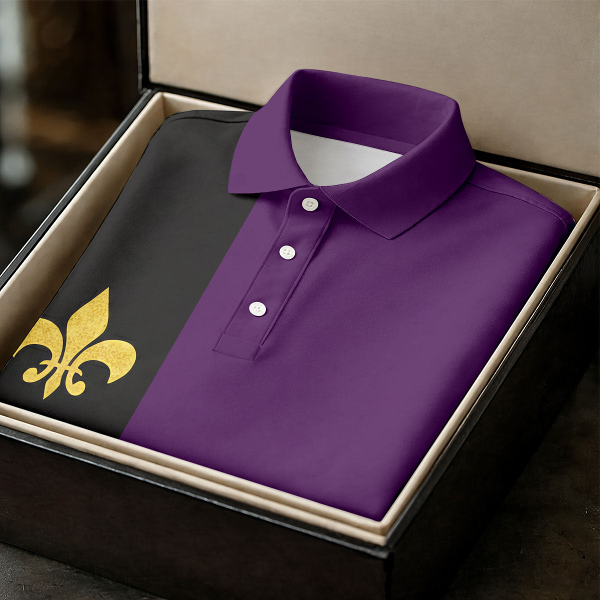 Mardi Gras Fleur De Lis Black Vertical Stripe Purple Golf Shirt, Polo ShirtFor Men, Golf Shirts For Men