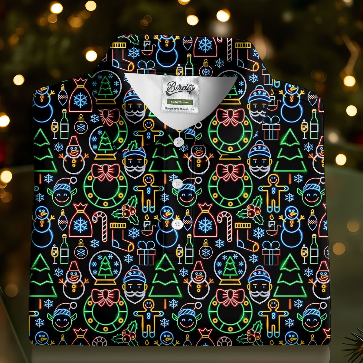 Neon Christmas Retro Style Women's Golf Tops, Christmas Golf Shirt, Ladies Golf Polos, Golf Gift For Ladies