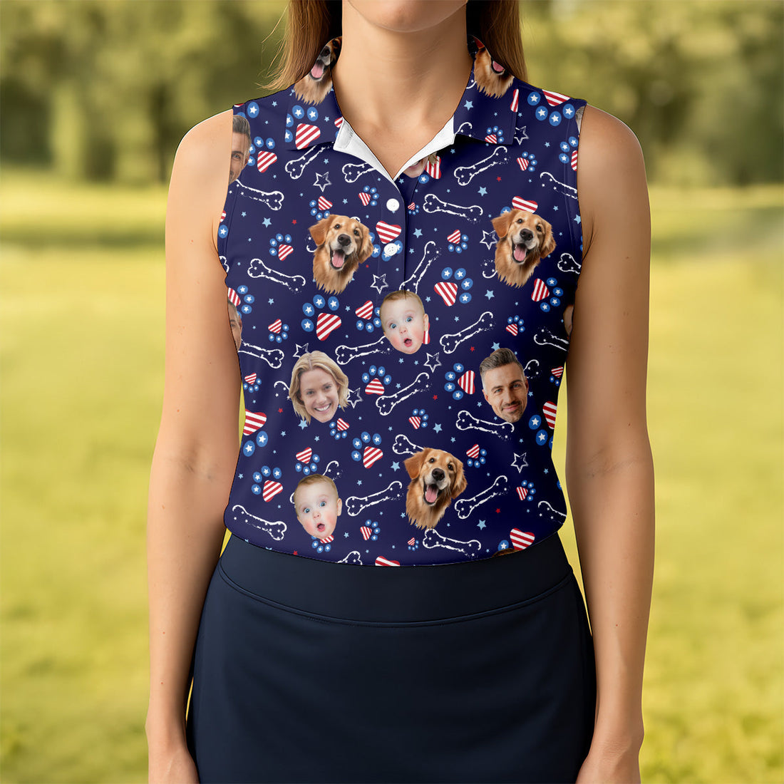 Custom Dog Shirts, Golf Tops For Women, Custom Face Shirt, Family Portrait Golf Shirt, Patriotic Golf Polos, Long Sleeve Golf Shirts
