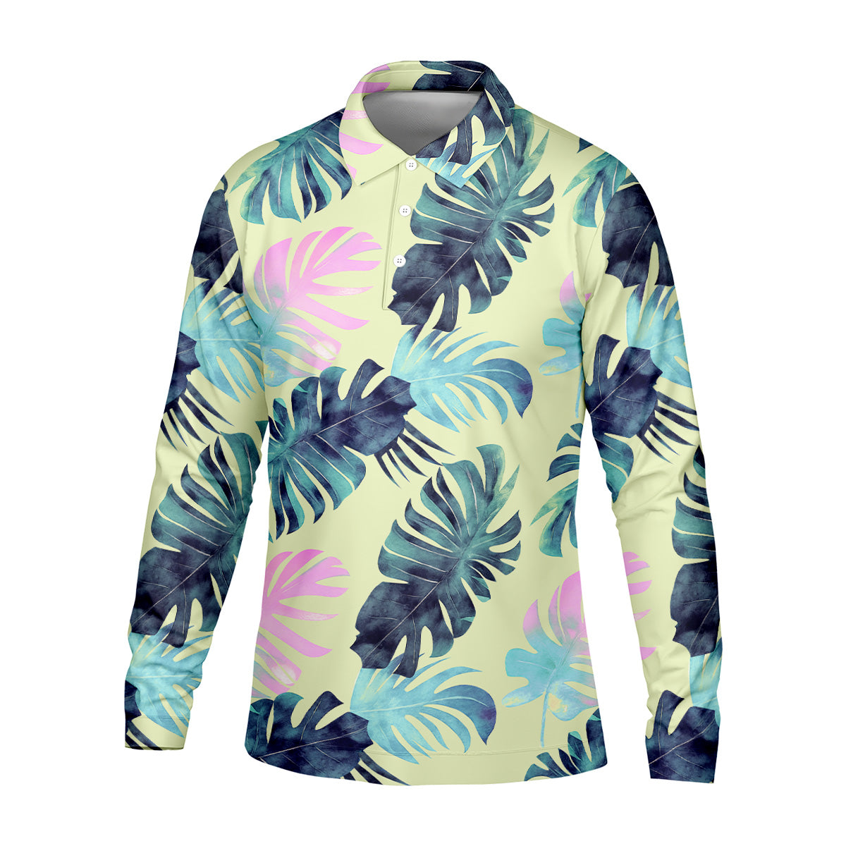Tropical Palm Leaves Golf Tops For Men, Mens Golf Polo Shirt Unique Gift For Golfer, Golfing Apparel