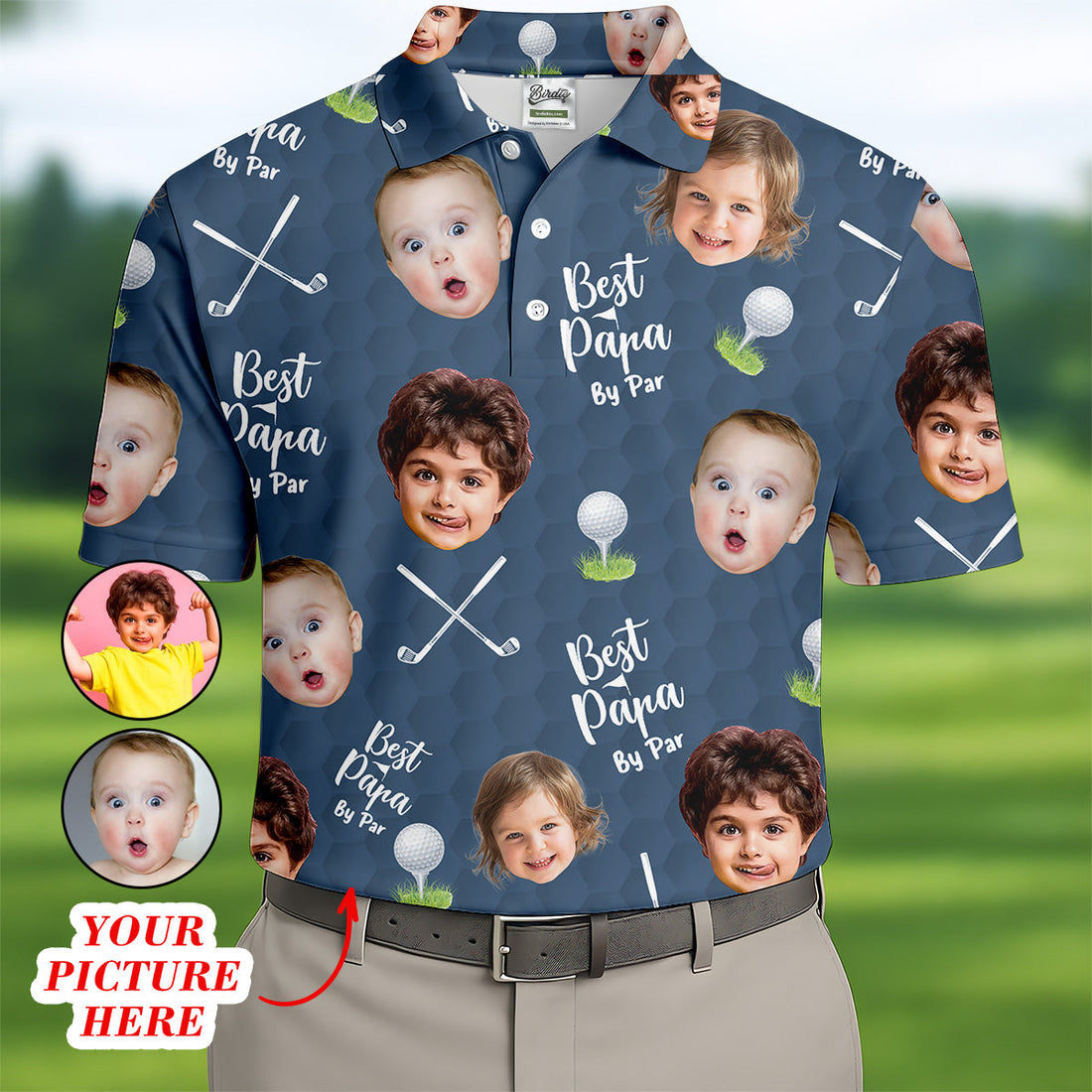 Best Papa By Par Custom Photo Golf Shirt, Funny Golf Shirt, Christmas Golf Gift