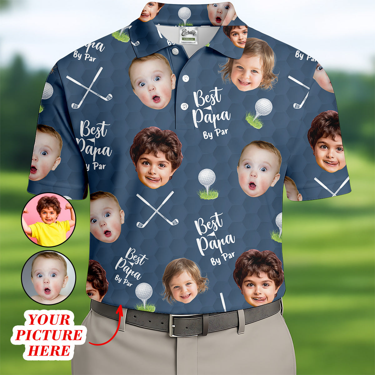 Best Papa By Par Custom Photo Golf Shirt, Funny Golf Shirt, Christmas Golf Gift